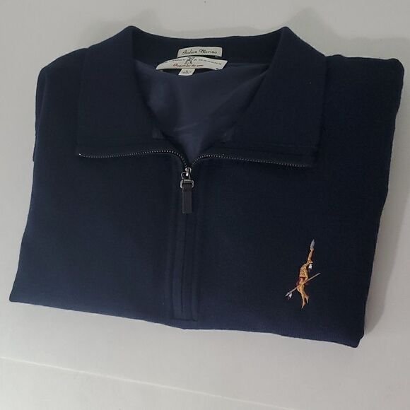 Fairway & Green Baruffa Merino Wool 1/4 Zip Windvest Navy Golf Sweater Size L - Picture 2 of 7
